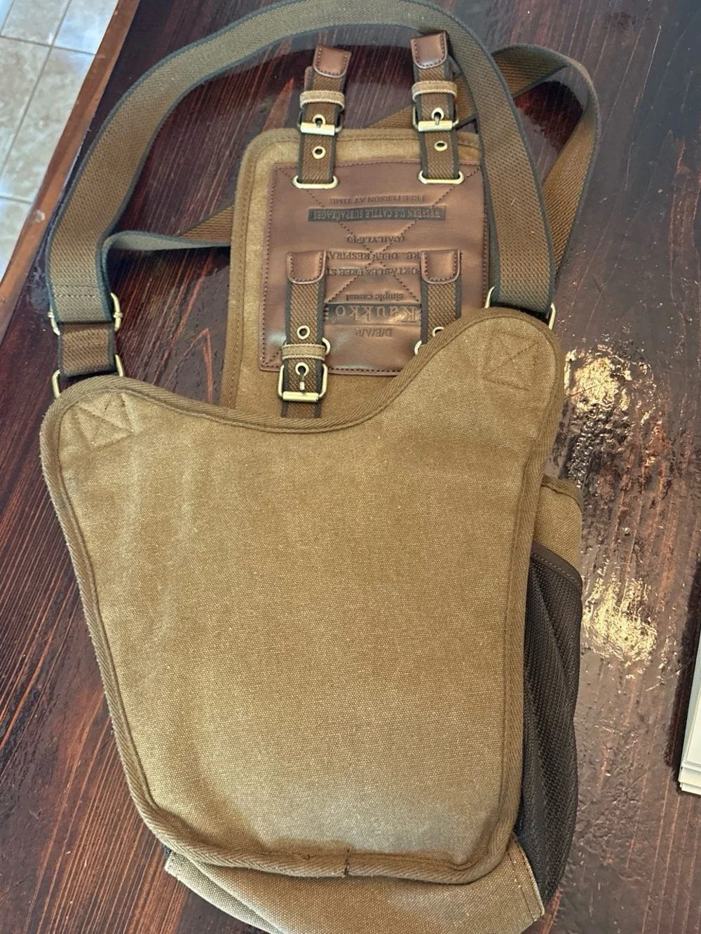 Kaukko Olive Brown Canvas Messenger Sling Bag for Men